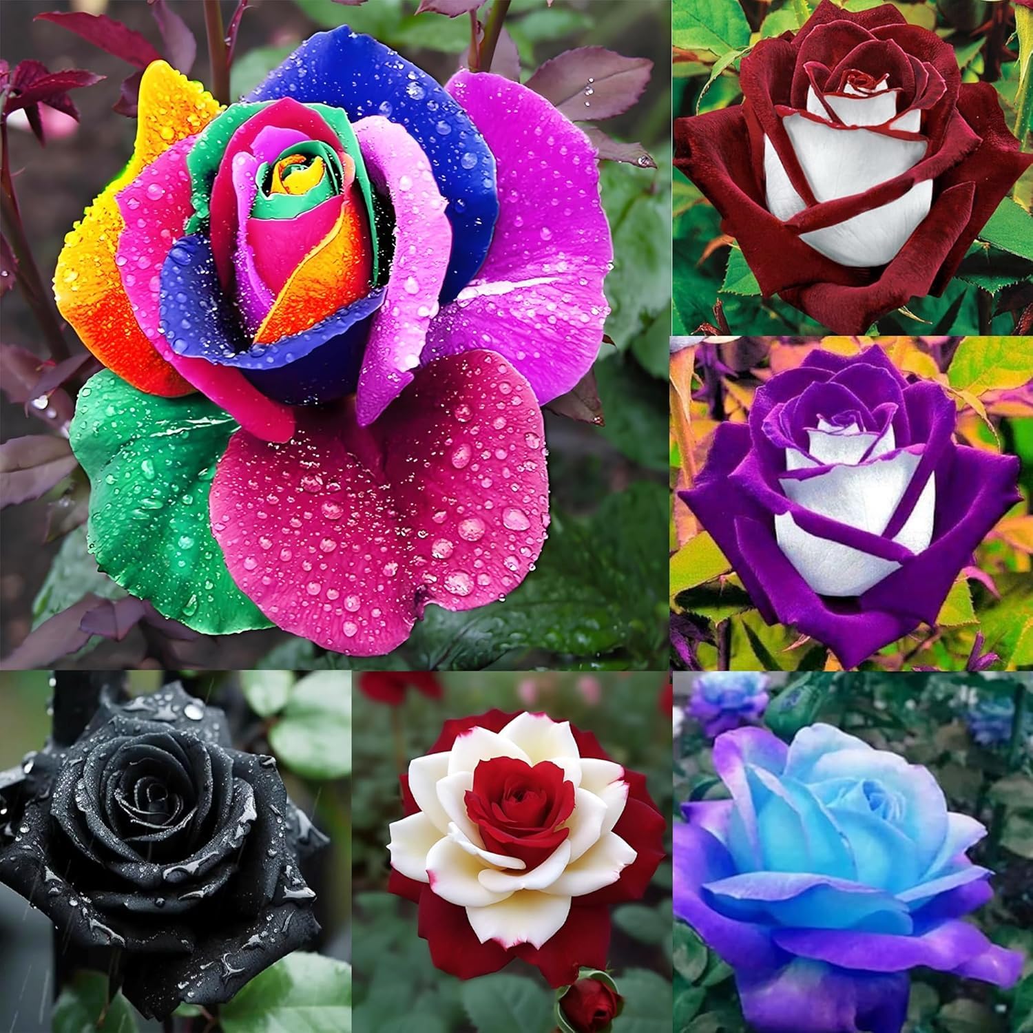 100+ Hybrid Rose Seeds (Red, White & Black Hybridization Mix) | Easy to Grow in All-Season, Fragrant Flowers for Home Garden