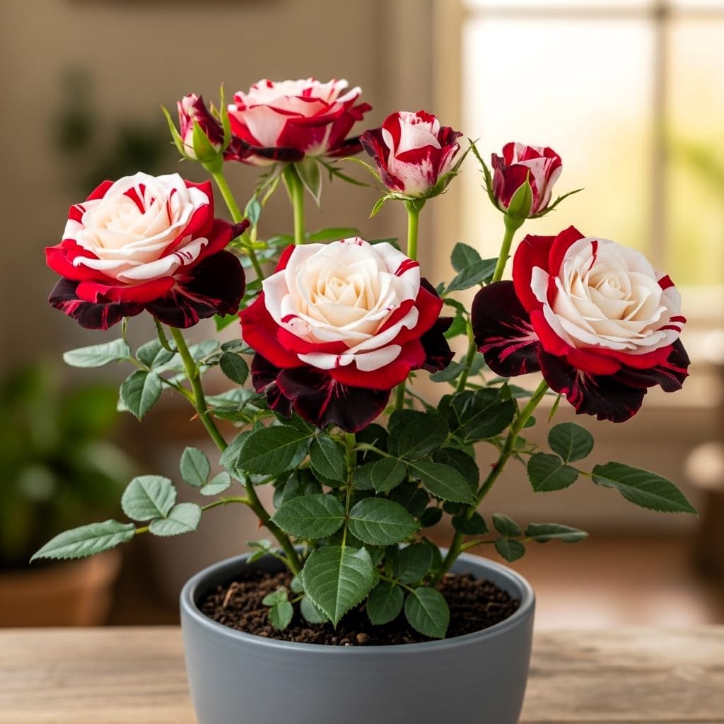 100+ Hybrid Rose Seeds (Red, White & Black Hybridization Mix) | Easy to Grow in All-Season, Fragrant Flowers for Home Garden
